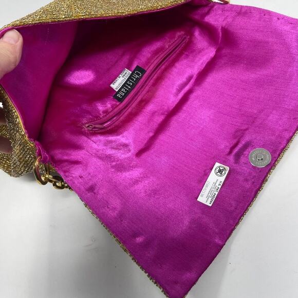 Christiana Vintage Evening Bag - Gold Beaded Shoulder Bag - Picture 5 of 6